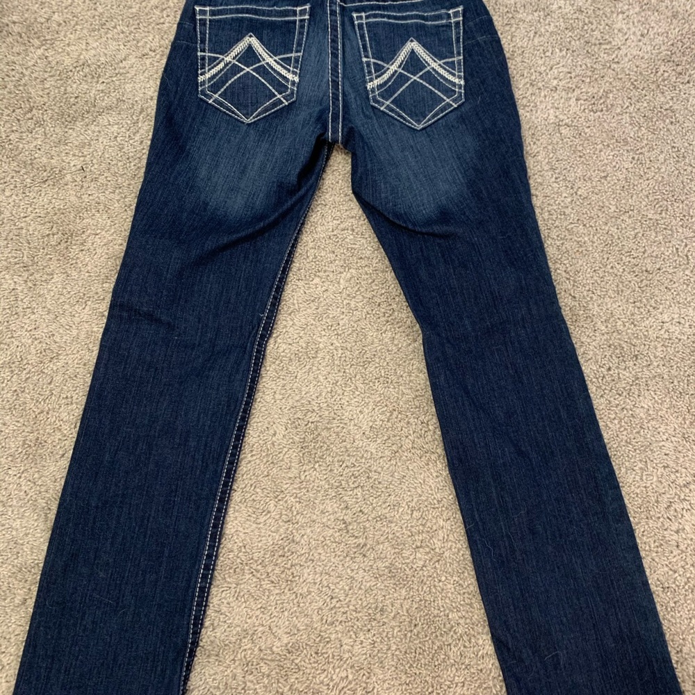 Straight leg dark wash jeans